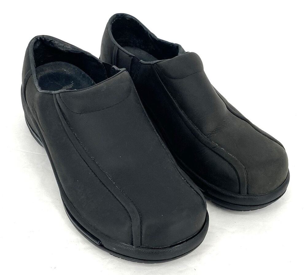 Dansko Calla Black Leather Clogs Comfort Slip On Shoes Women EU 40